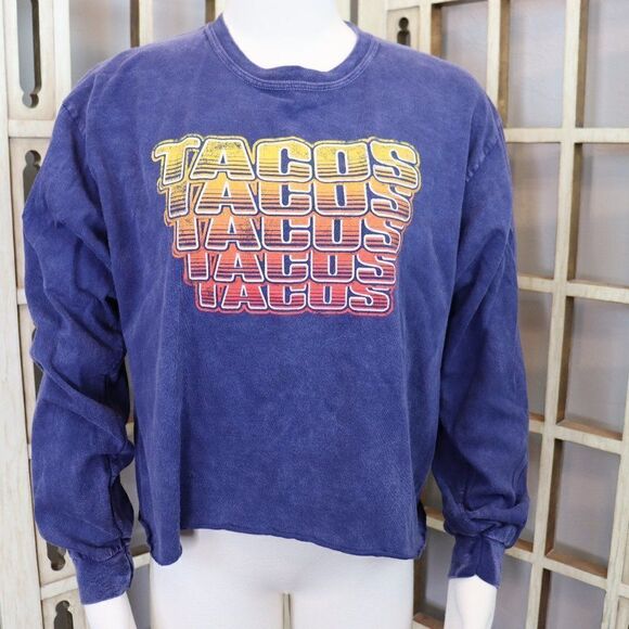 Cold Crush Taco Cropped Long Sleeve Graphic Tee Size M - Picture 2 of 6